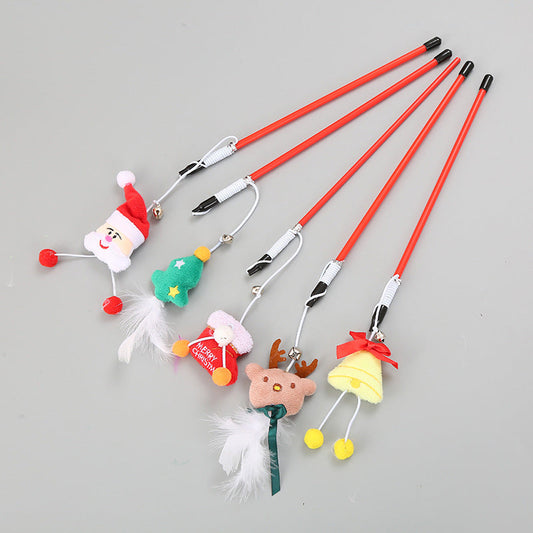 HKM-9668413 Interactive Christmas Cat Toy with Feathers for Safe Play and Natural Movement