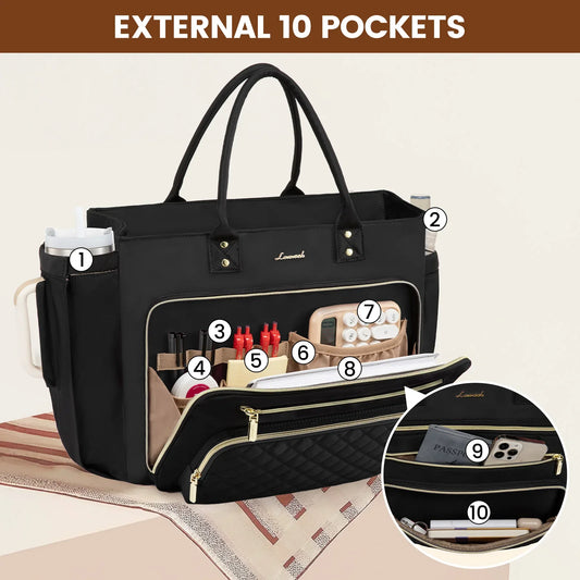 HKM-973331 Multi-Pocket Tote Bag for Women - 15.6 Inch Laptop Briefcase with Large Cup Holder