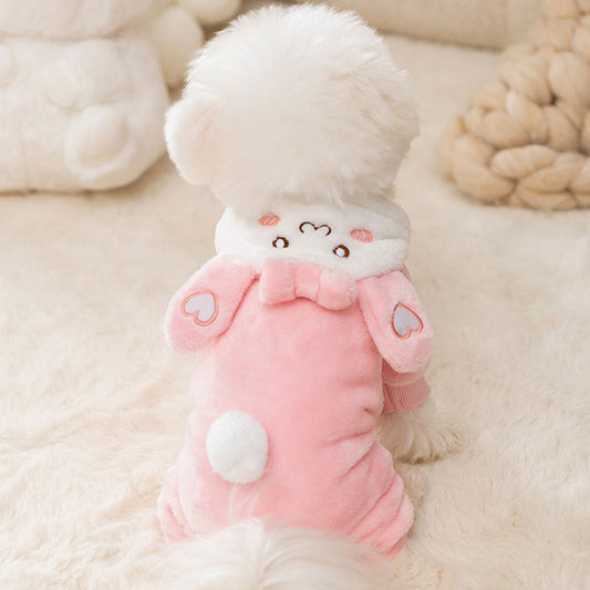 HKM-9752765 Adorable Pink Rabbit Halloween Pajamas for Pets, Multiple Sizes Available