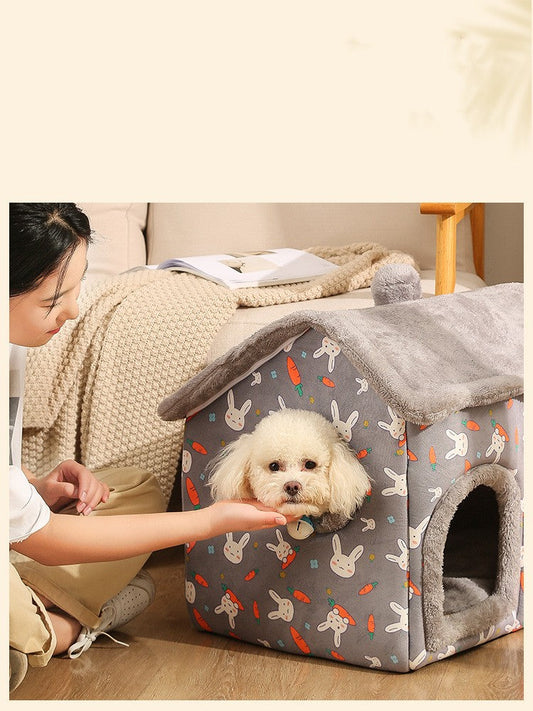 HKM-9754429 Cozy Cotton Pet Bed with Detachable Cover – Available in Multiple Sizes and Colors