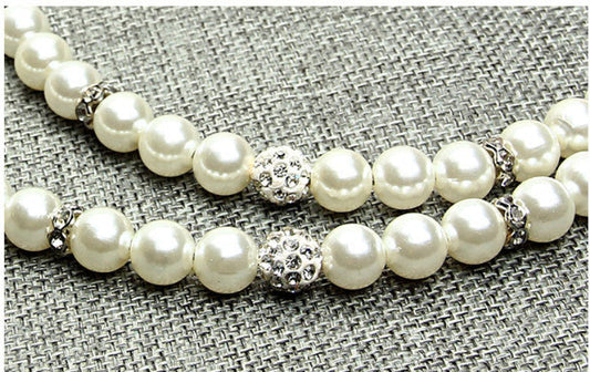 HKM-9775421 Elegant Pearl Dog Leash and Collar Set - White, Size S/M/L