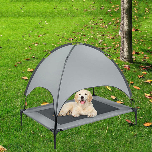 HKM-9791933 Pet Outdoor Supplies Covered Loft Bed with Sunshade Tent – Available in Cross, Parallel, and No Tent Styles