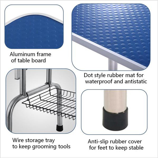 HKM-9804093 46 Inch Folding Pet Grooming Table with Adjustable Arm and Safety Features