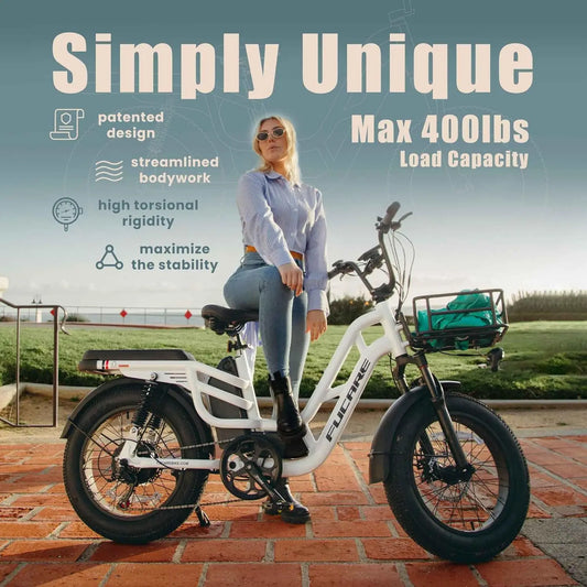 HKM-982163 Electric City Bike with Hydraulic Brakes, Full Suspension, 750W Motor, 20Ah Battery, 2 Seats, 400lbs Capacity