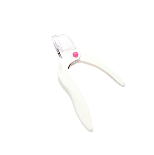 HKM-982163 U-Shaped Nail Art Scissors, Turntable Cutting Tool for French Fake Nails - White and Rose Red Options