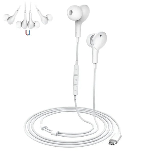 HKM-983891 Type-C Wired Earphones with Bass Control for Mobile Gaming and Music