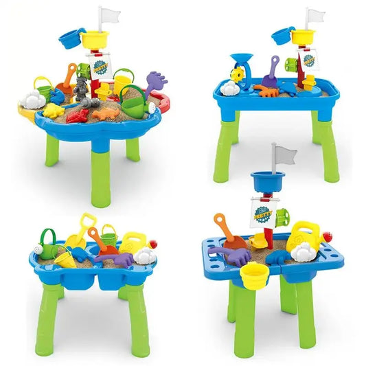 HKM-985427 Outdoor Sand and Water Sensory Play Table for Kids - Beach Playset for Toddlers