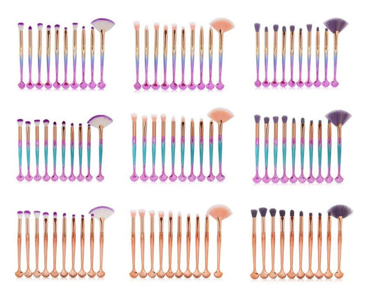 HKM-986515 Brilliant Mermaid Makeup Brush Set for Effortless Application and Blending