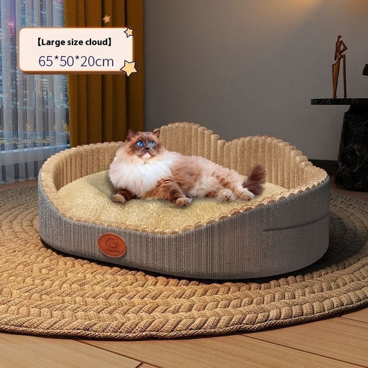 HKM-9868221 Cozy Semi-Enclosed Cat Nest Pet Bed with Reinforced Steel Frame