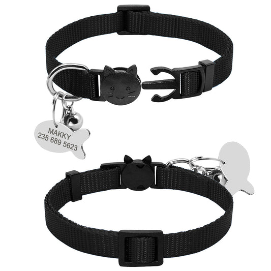 HKM-9875773 Personalized Breakaway Nylon Cat Collar with ID Tag and Bell