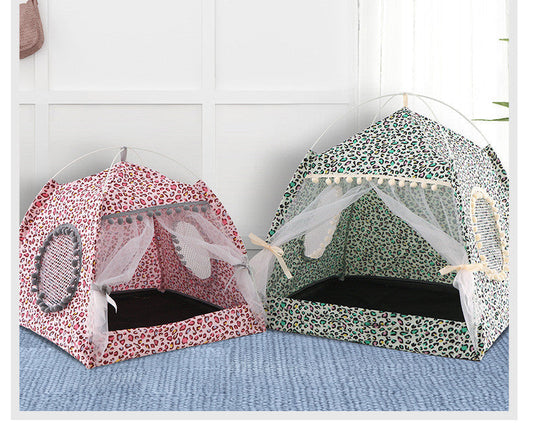HKM-9890237 Comfortable Folding Tent for Cats and Small Dogs, Detachable Net Cover, Durable Cloth, Washable Design