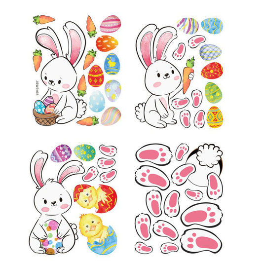 HKM-990675 Bunny Egg Decorative Wall Stickers for Children's Rooms - PVC Mural Art, Medium Size