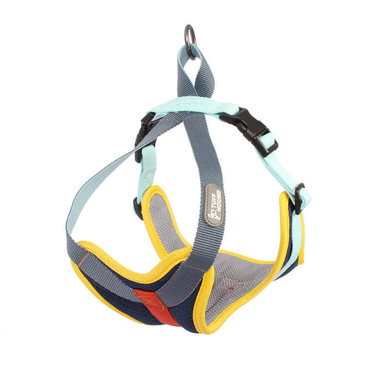 HKM-9911741 Adjustable Dog Chest Strap in Gray, Pink, Green, and Dark Blue - Available Sizes XS to XL