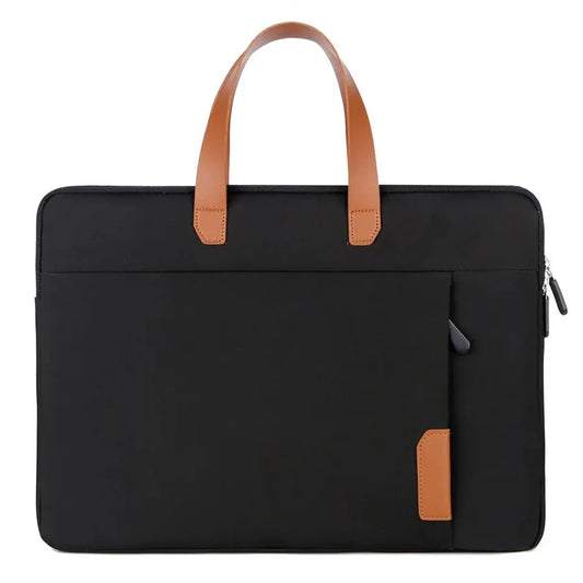 HKM-991443 Oxford 15.6 Inch Laptop Briefcase - Portable PU Leather Shoulder Bag with Plush Lining