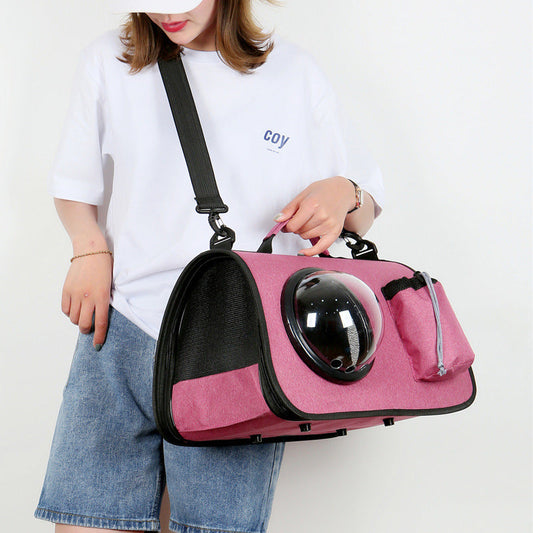 HKM-993235 Outdoor Portable Crossbody Pet Carrier - Medium Hard Oxford Bag for Cats, Up to 13kg, Available in Various Colors