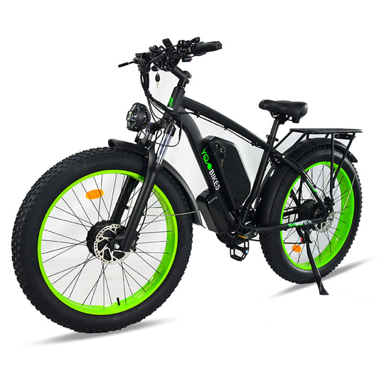 HKM-994515 2000W Electric Mountain Bike with Dual Motor, 26-Inch Full Suspension, 48V 23Ah Lithium Battery