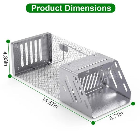 HKM-9960381 Humane Live Animal Trap for Small Rodents - Automatic Continuous Single Door Cage, Galvanized Iron, Indoor/Outdoor Use