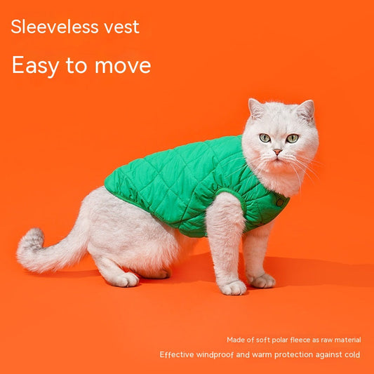 HKM-9962301 Warm Polar Fleece Vest for Cats in Sky Blue and Bamboo Green - Sizes S, M, L