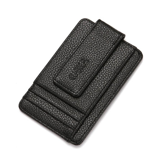 HKM-996371 Korean Style Men's PU Leather Wallet with Magnetic Snap, Card Holder, and Coin Pocket in Black or Brown