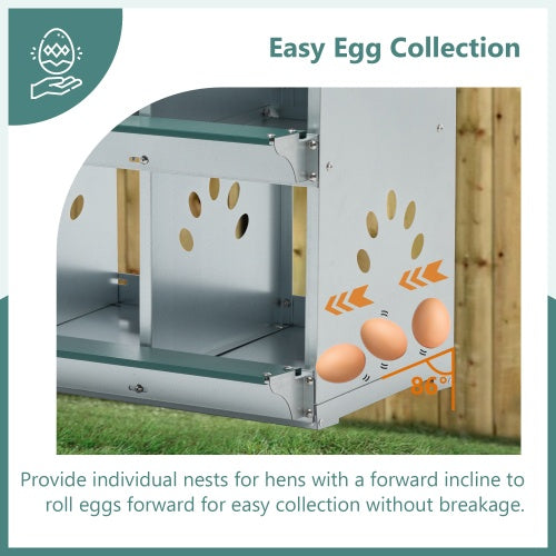 HKM-9991101 Metal Chicken Nesting Box with 6 Rooms, Galvanized Steel for Hens, Easy Assembly and Cleaning