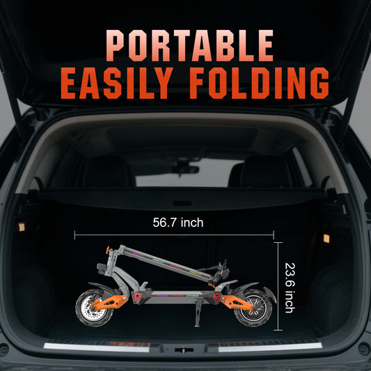 HKM-Z6M 43.5 Miles 48V 23Ah 1104Wh 3000W Dual-Motor Drive Long-Range Foldable Electric Scooter - Orange