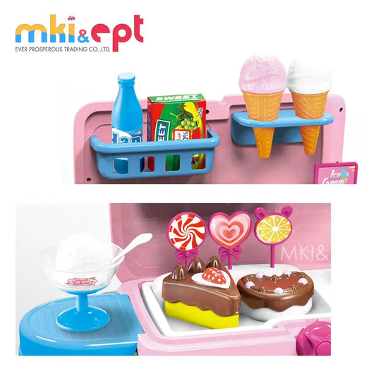 HKM-260307 Kids Electric Car Toy Bus with Multifunction Pretend Food Play Set for Ages 5-13