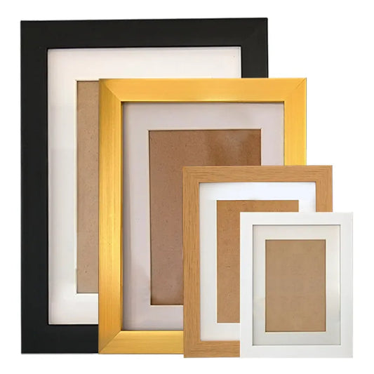 KTX-845587 Modern Black, White, and Gold PS Plastic Picture Frame 11x14 for Artwork and Certificates