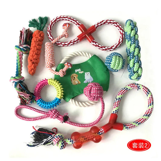 HKM-356307 Durable 12-Pack Interactive Chew Dog Toy Set for Active Play