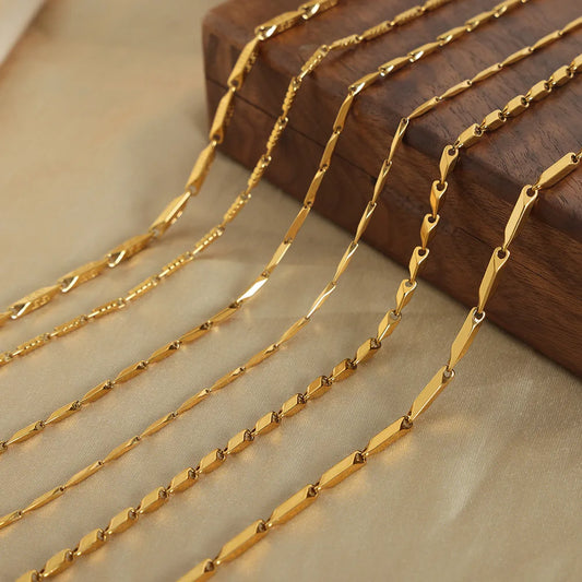 HKM-526931 2024 New Arrival Two Tone Gold Chain 18k Gold Plated Stainless Steel Non Tarnish Melon Seeds Handmade Fashion Jewelry Necklaces