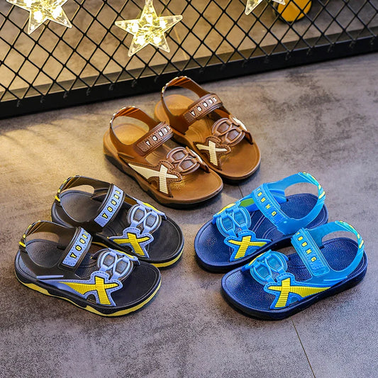 HKM-624083 Boys' Slides and Slippers Kids' Beach Shoes Wholesale PVC Children's Summer Sandals for Outdoor Play