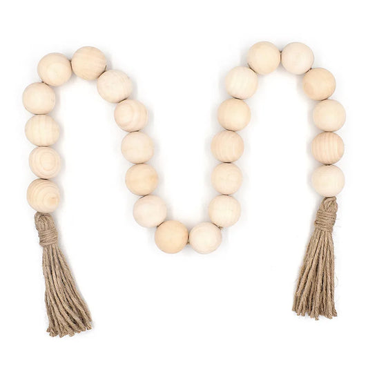 KTX-780051 Large Black and Natural Wood Bead Garland with 4cm Diameter Beads for Home Décor