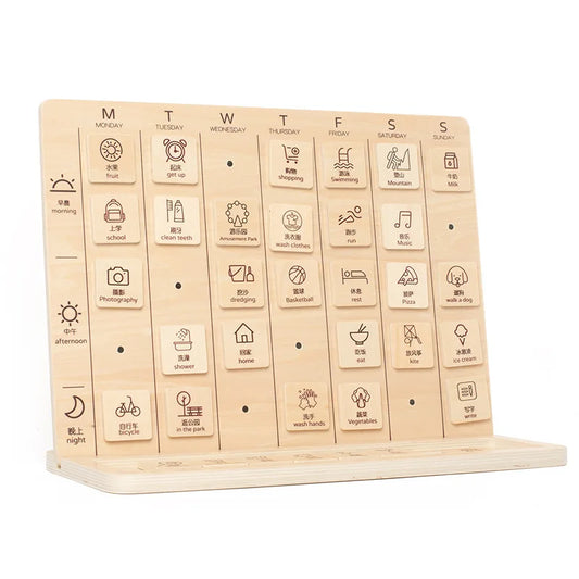 KTX-065619 Daily Routine Wooden Chore Board Planner with Checklist Lines