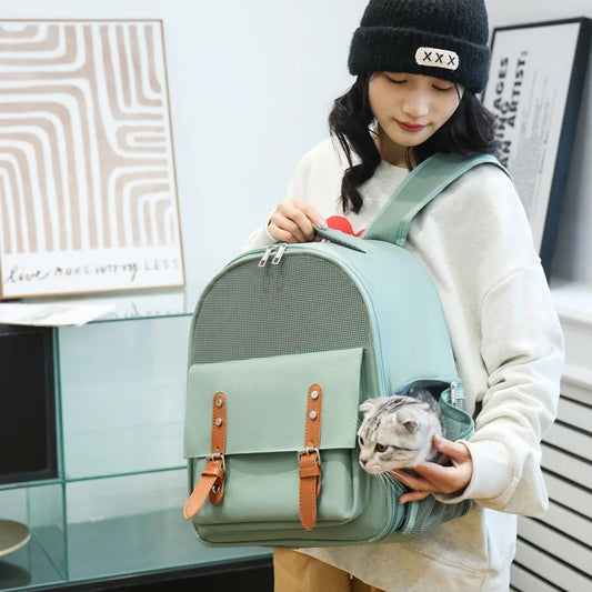 HKM-816211 Airline-Approved Dog and Cat Backpack Carrier with Breathable Oxford Fabric and Mesh Ventilation