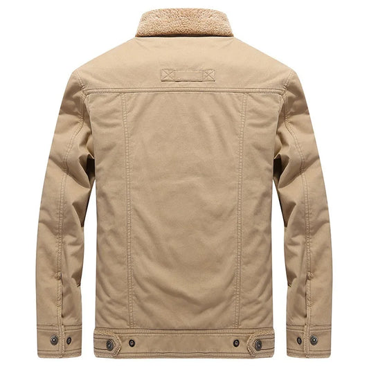 HKM-324563 Winter Cotton Clothing Men's Velvet Thickening Flip Collar Warm Jacket Loose Plus Size Cotton Jacket Men's Coats
