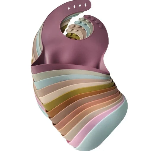 HKM-785619 Baby Bibs with PU Fabric Silicon Soft Mommy Loving Infants & Toddlers for Feeding Waterproof Warm Washable