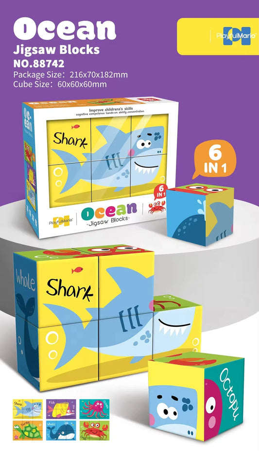 HKM-281875 6 in 1 Jigsaw Puzzle Set for Kids - Ocean, Insect, Universe, Arctic Themes, Educational Fun