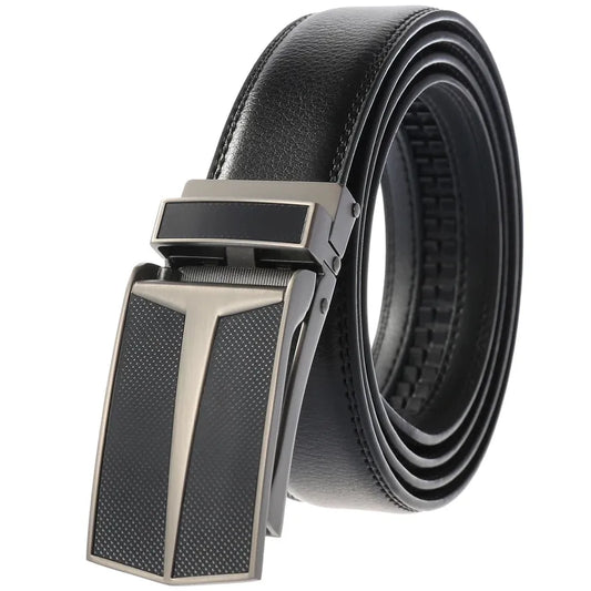 HKM-050387 Men's Leather Automatic Buckle Belt with Alloy Hardware - Model LY33-0288-1