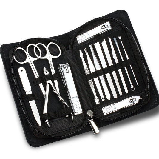 HKM-772051 15-Piece Stainless Steel Manicure and Pedicure Set with PU Leather Case