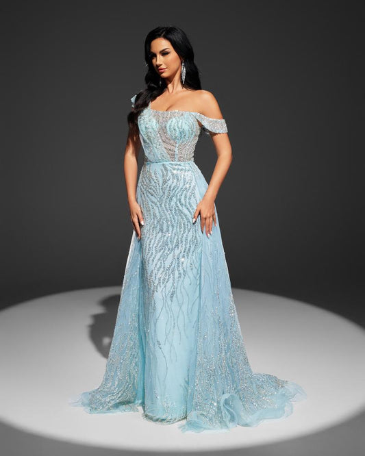 HKM-053523 Elegant Blue Evening Dress for Women - Style EZ25043