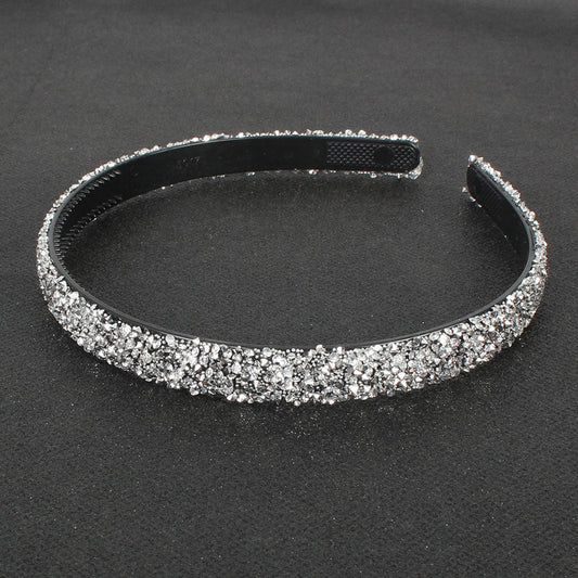 HKM-640083 Retro Semicircle Rhinestone Headband for Women - Colorful Diamond Design