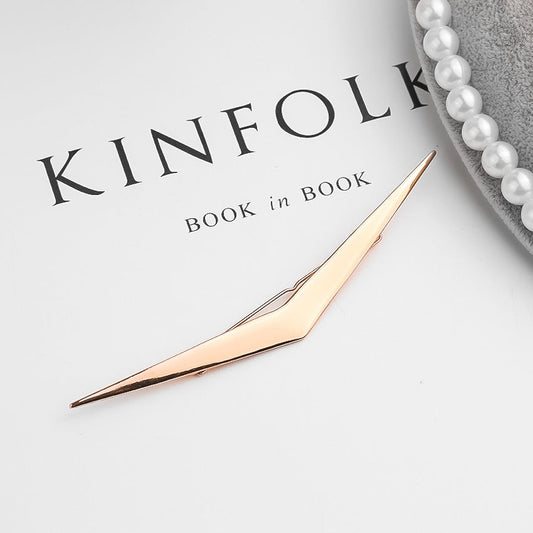HKM-819731 Geometric Alloy Hair Clip - Electroplated, V-Shape and X-Line Designs, 12.5cm and 10cm Sizes