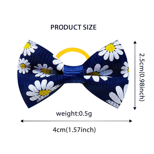HKM-865811 Small Floral Cloth Headbands for Pets - 50 Pack of Casual Daisy Rubber Bands