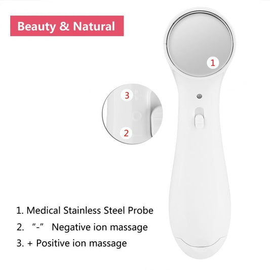 HKM-946515 Ultrasonic Facial Massager for Skin Tightening, Anti-Aging and Pore Cleansing, White/Pink