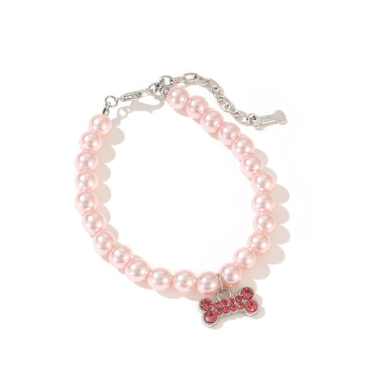 HKM-922771 Colorful Plastic Pearl Cat Necklace - Adjustable Size for Your Feline Friend
