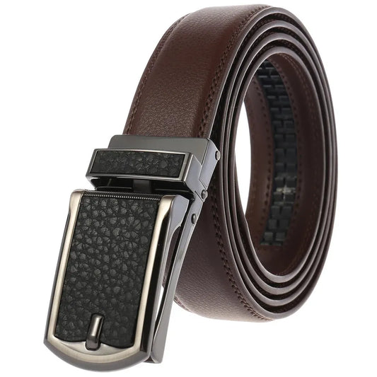 HKM-854931 Fashionable Automatic Buckle Genuine Leather Belt for Everyday Wear