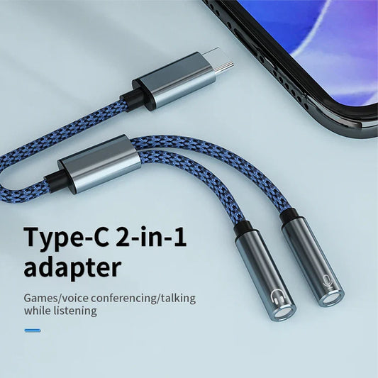 KTX-833555 USB C to 3.5mm AUX Audio Splitter Cable for Headphone and Microphone Compatibility
