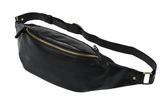 HKM-386131 Casual Outdoor Men's Crossbody Chest Bag in Waxed Canvas and Leather