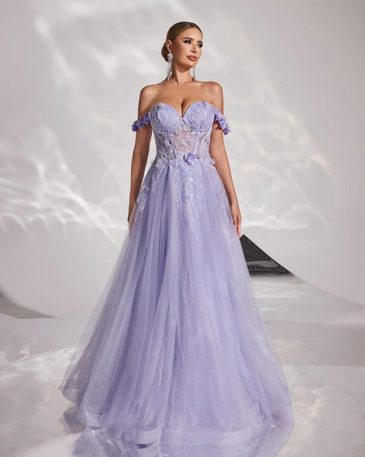 HKM-501075 Elegant Women's Evening Gown in Purple - Model EZ25177