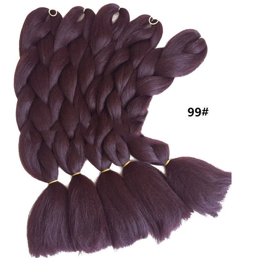 HKM-493203 Jumbo Braiding Hair Crochet Braids for Kids and Women - 24in Straight High Temperature Fiber, Pure Color