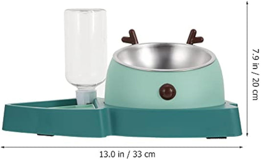 HKM-036371 Automatic Slow Feeder Pet Bowl with Detachable Water Tray for Dogs and Cats